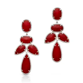 14KT White Gold Ruby Triplet Diamond Bellissima Chandelier Earrings