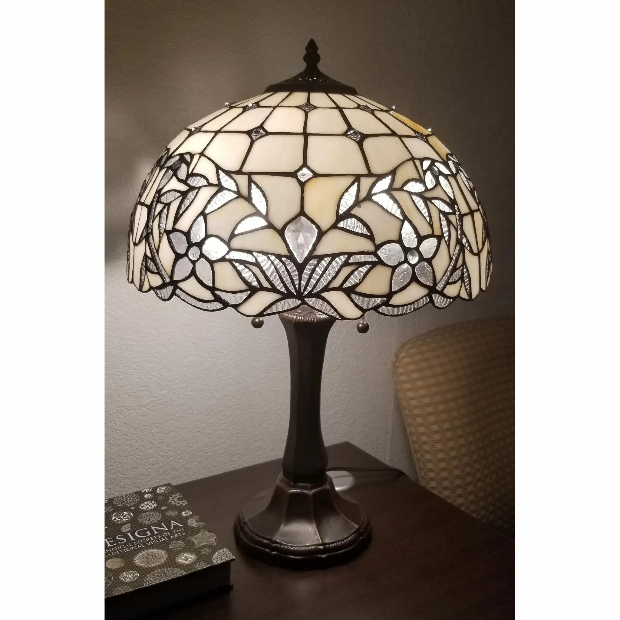 23" Stained Glass Two Light Flowery Vintage Accent Table Lamp By Homeroots