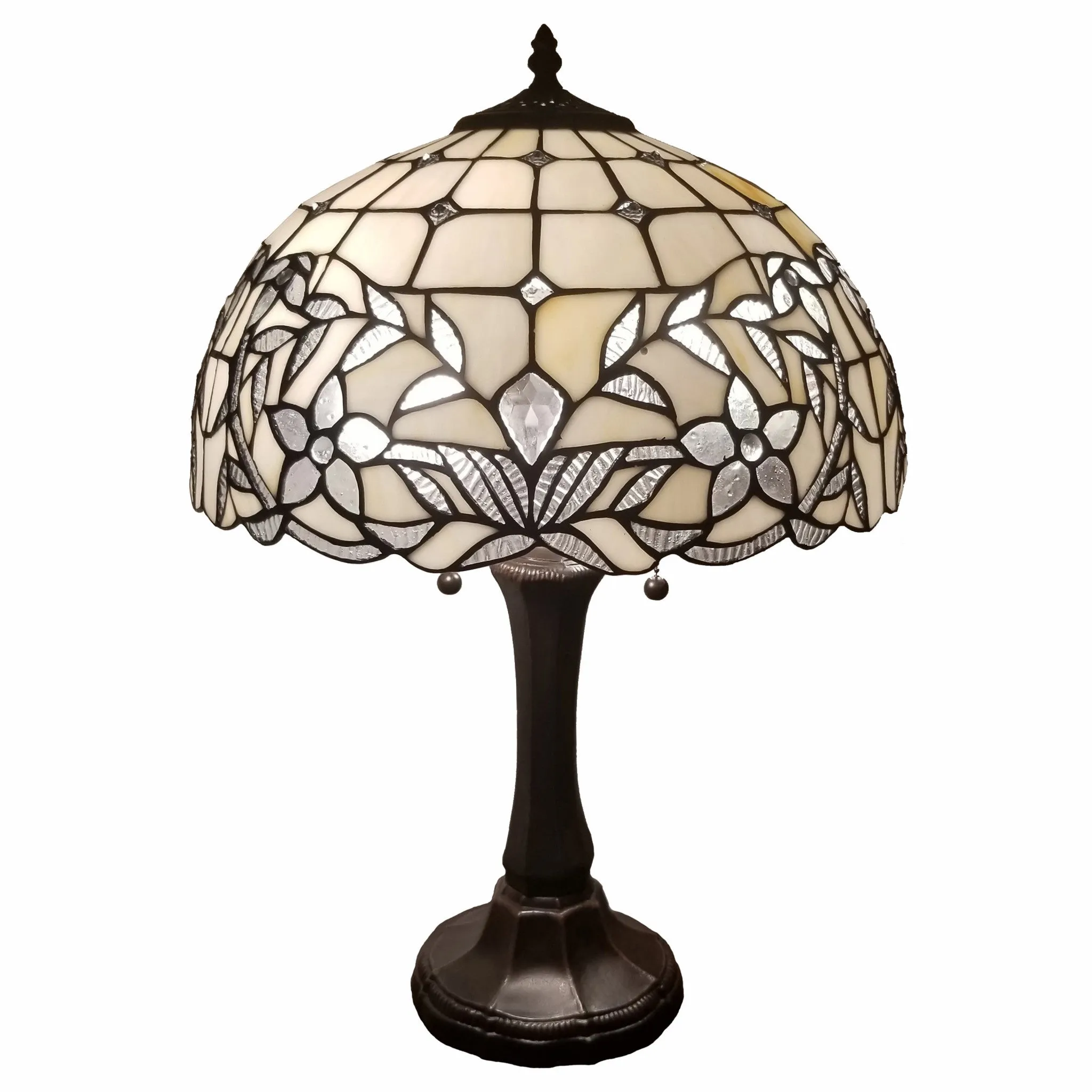 23" Stained Glass Two Light Flowery Vintage Accent Table Lamp By Homeroots