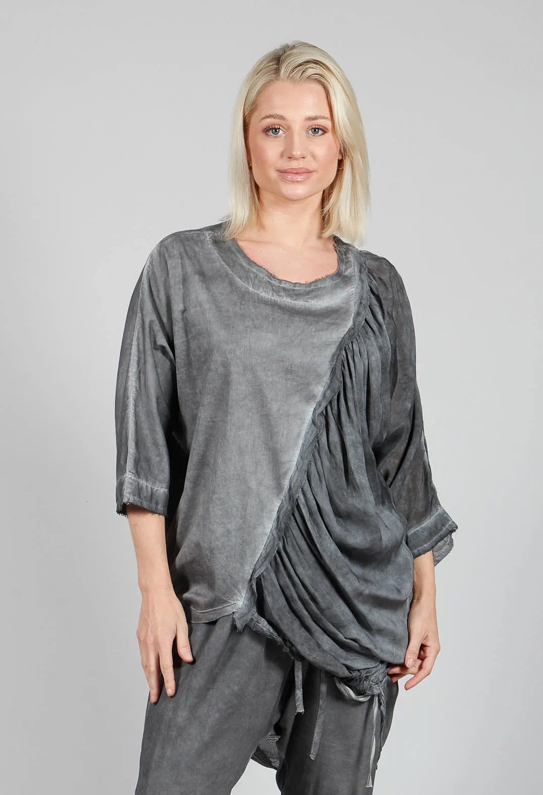 3/4 Sleeve T Shirt in Contone Tinto Freddo Grey Storm