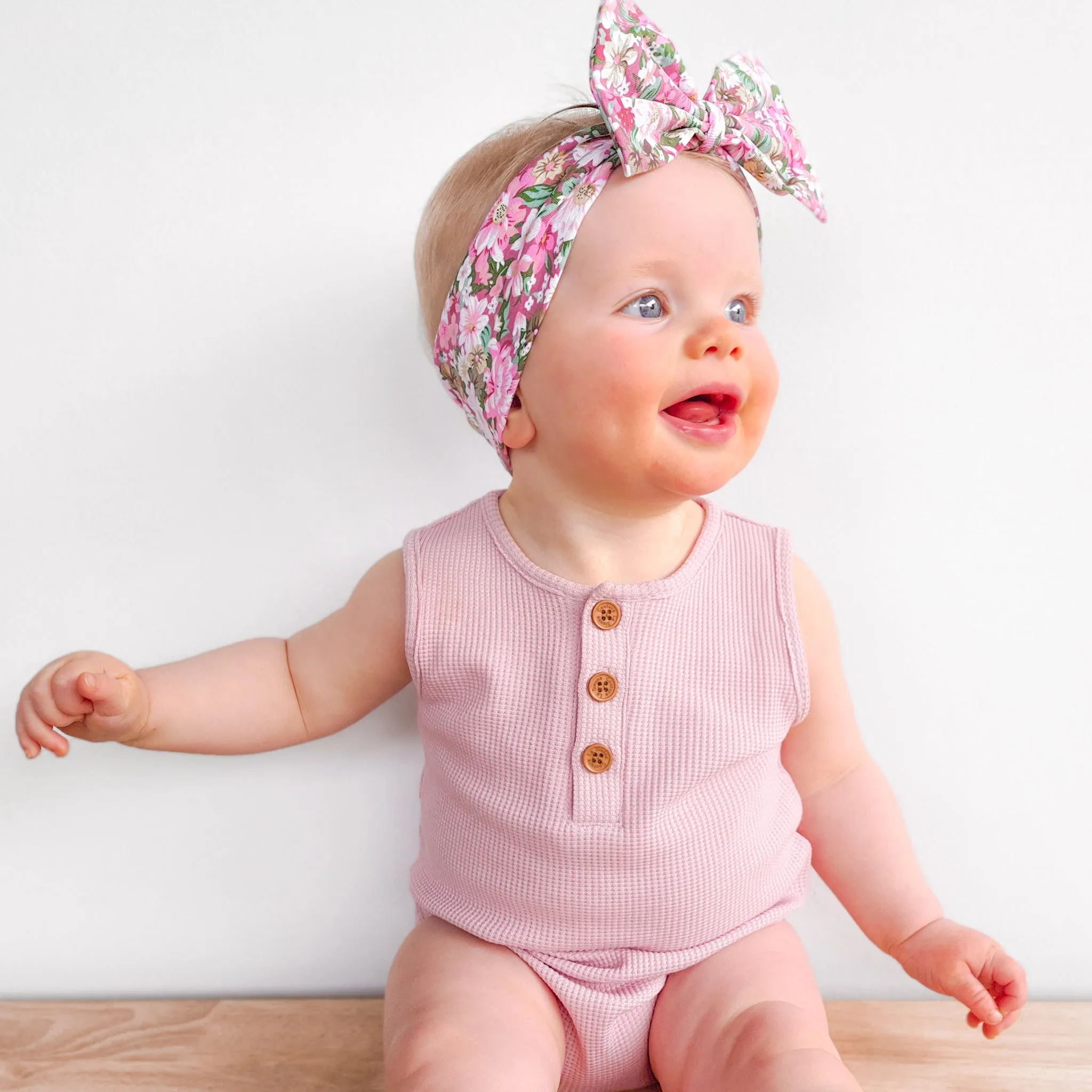 Alfie Waffle Romper - Antique Rose