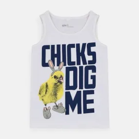 ANK Chicks Dig Me White Sleeveless Top 7342