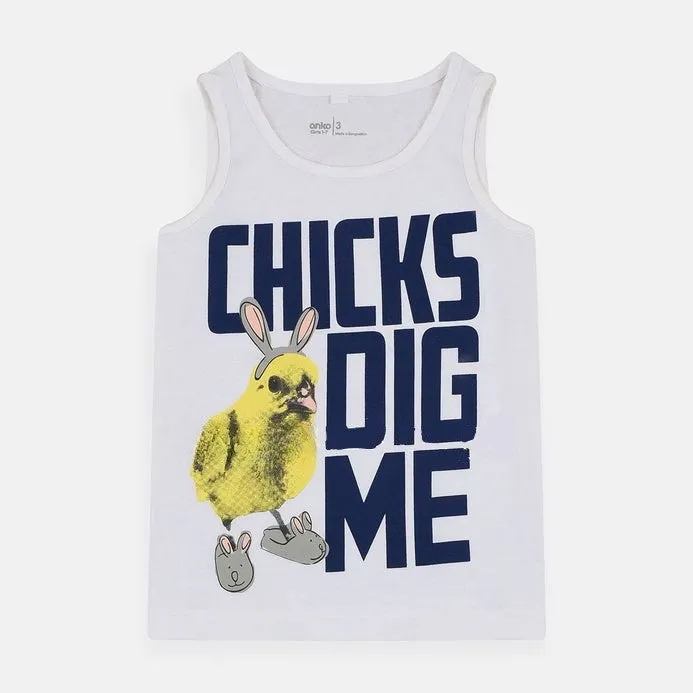 ANK Chicks Dig Me White Sleeveless Top 7342