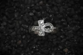 Ankh Key of Eternal Life Band Ring Hieroglyphics Ancient Egyptian | 925 Sterling Silver, Oxidized or 18K Gold Plated