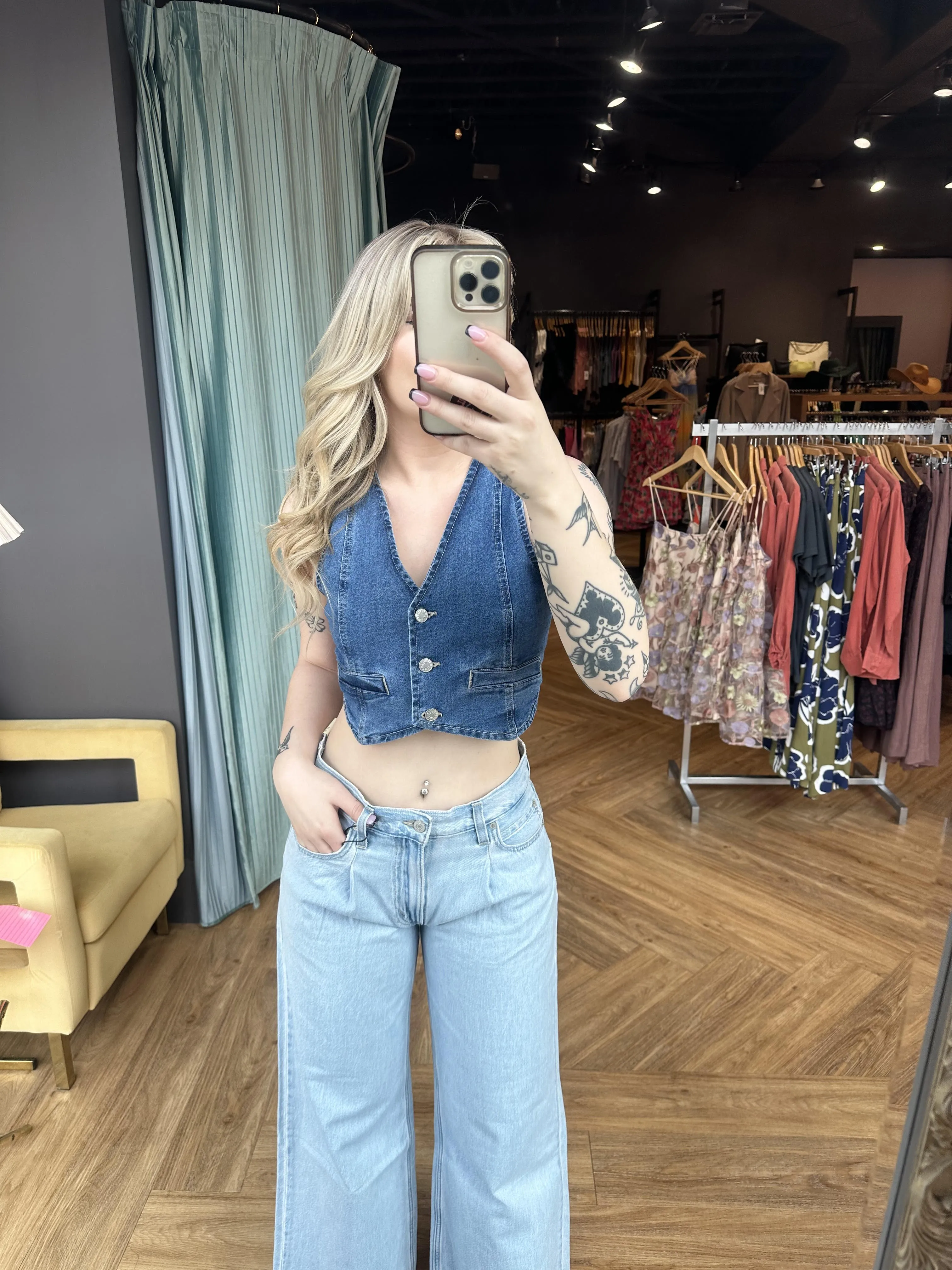 Ariana Denim Buttoned Vest- 2 Colours