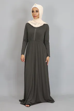 Ash Gray Pleated Spandex Maxi Dress