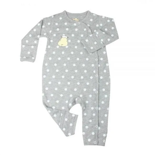 Baa Baa Sheepz Side Snap Long Sleeve Romper - Polka Dots