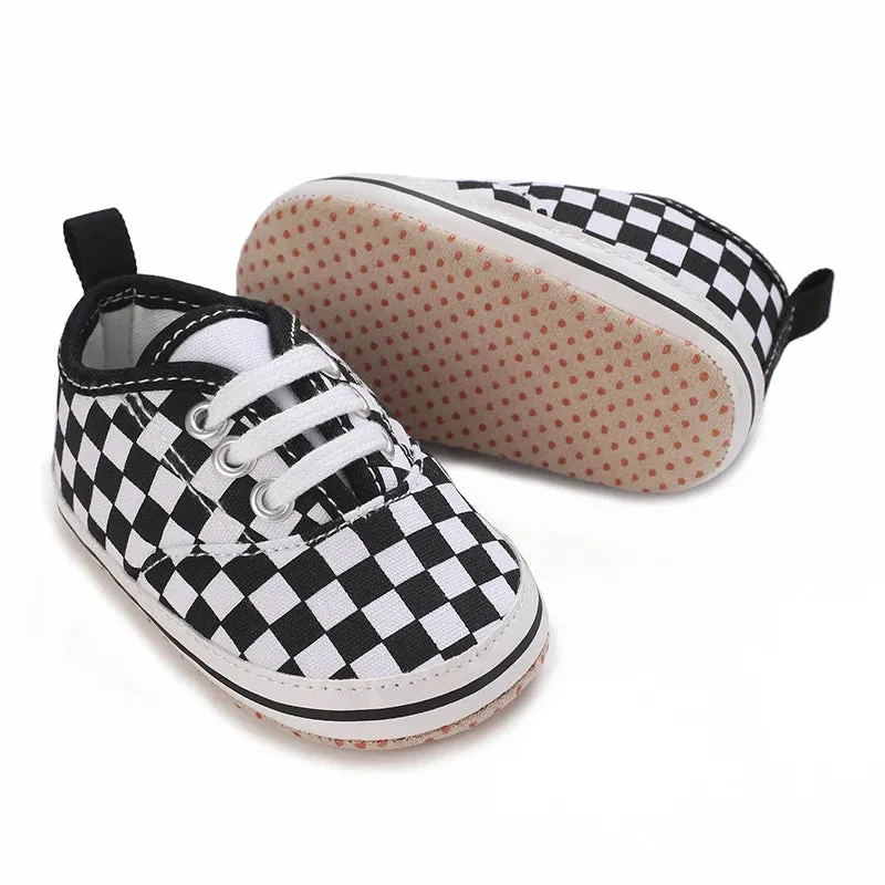 Baby Boy Plaid Soft Canvas Sneakers