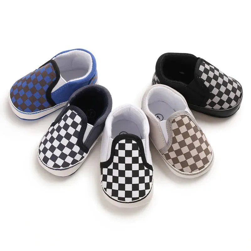 Baby Boy Plaid Soft Canvas Sneakers