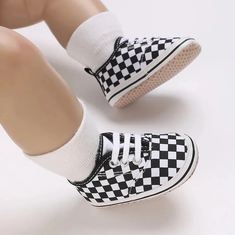 Baby Boy Plaid Soft Canvas Sneakers