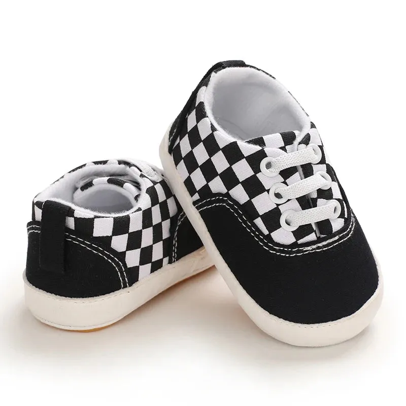 Baby Boy Plaid Soft Canvas Sneakers