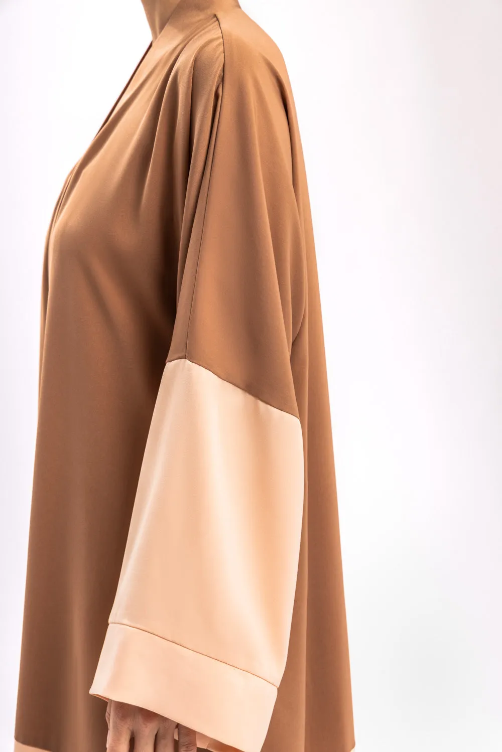 Beige Peach Open Abaya