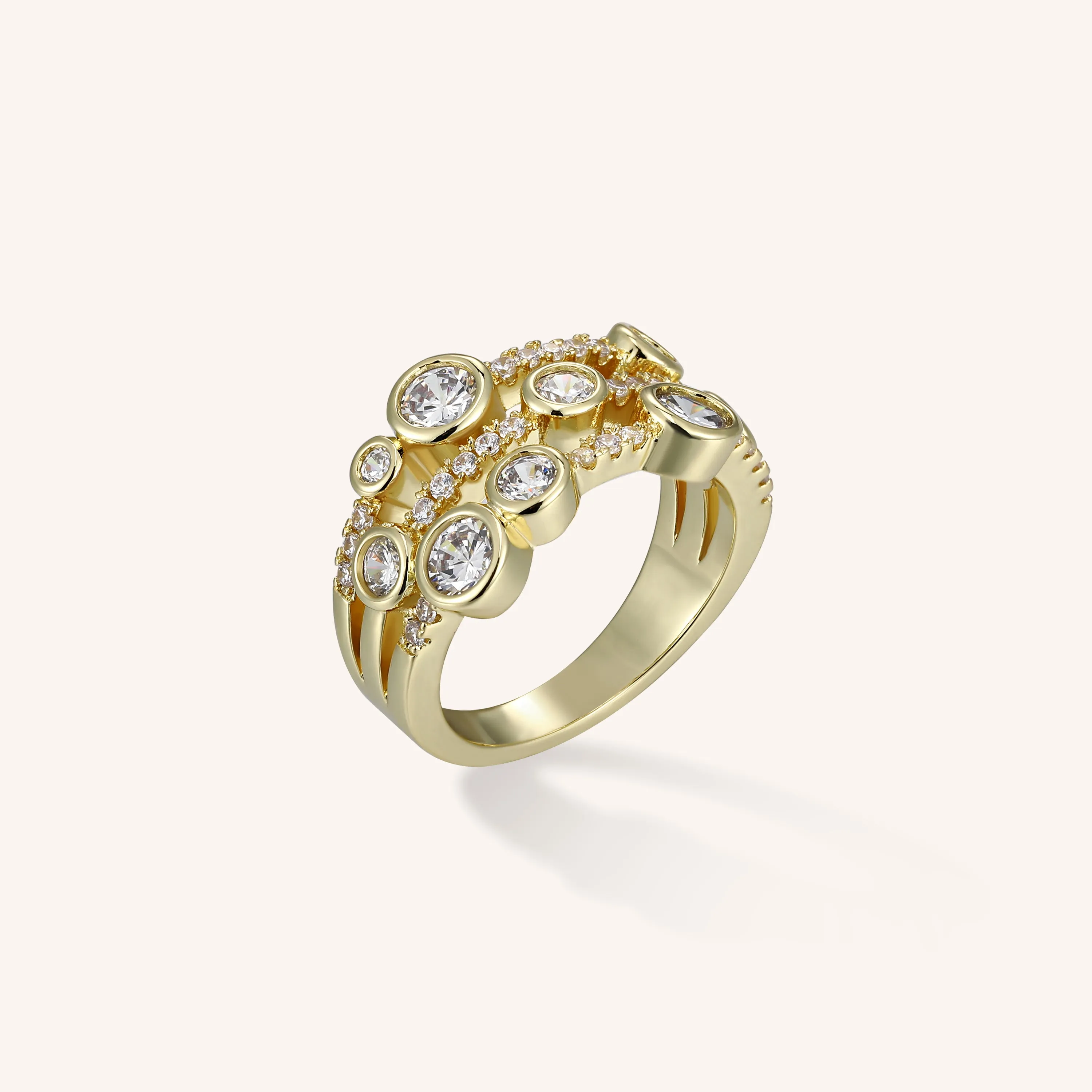 Bejeweled Clustered Crystal Ring