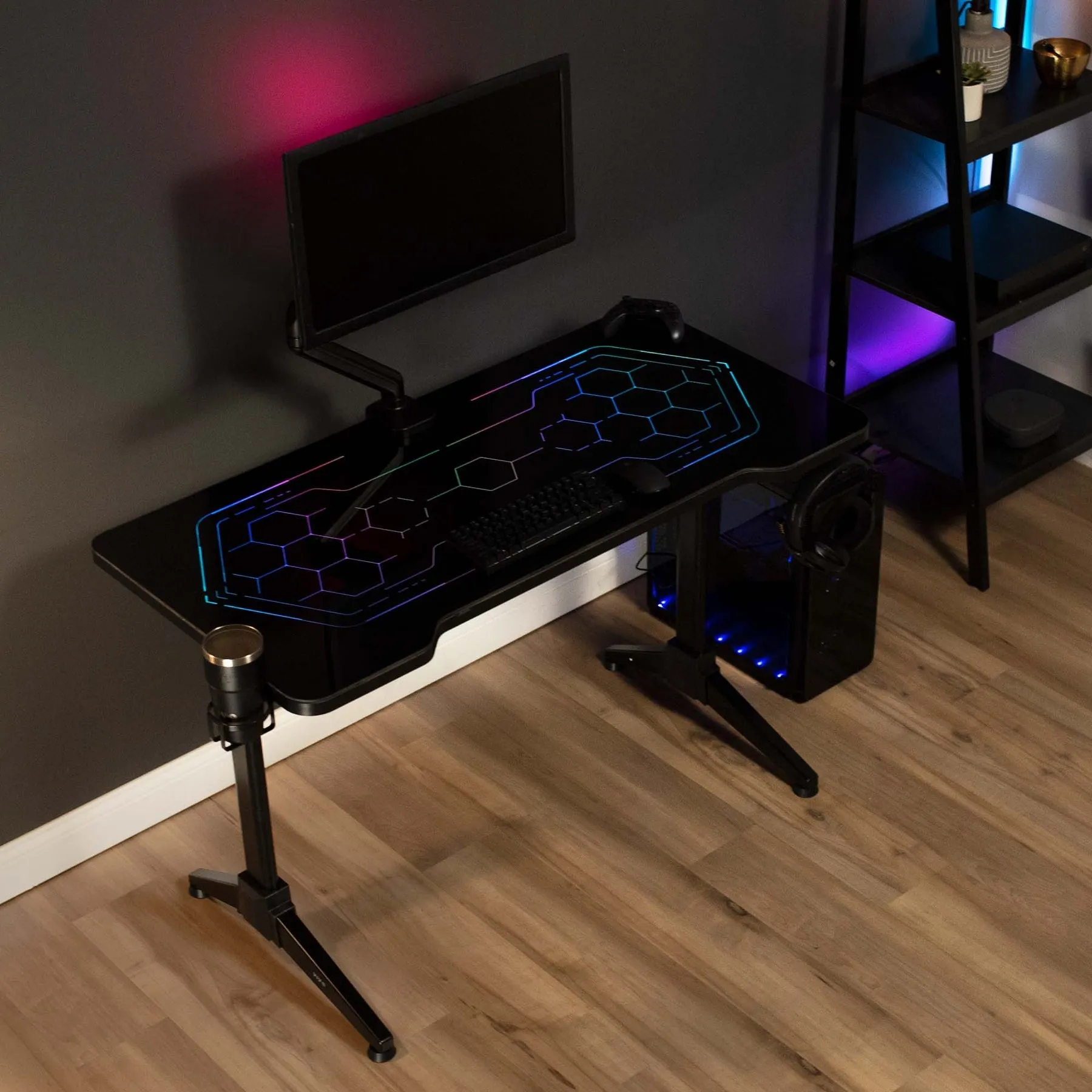 Black 48" x 24" Gaming Desk w/ RGB LED Lights (48")