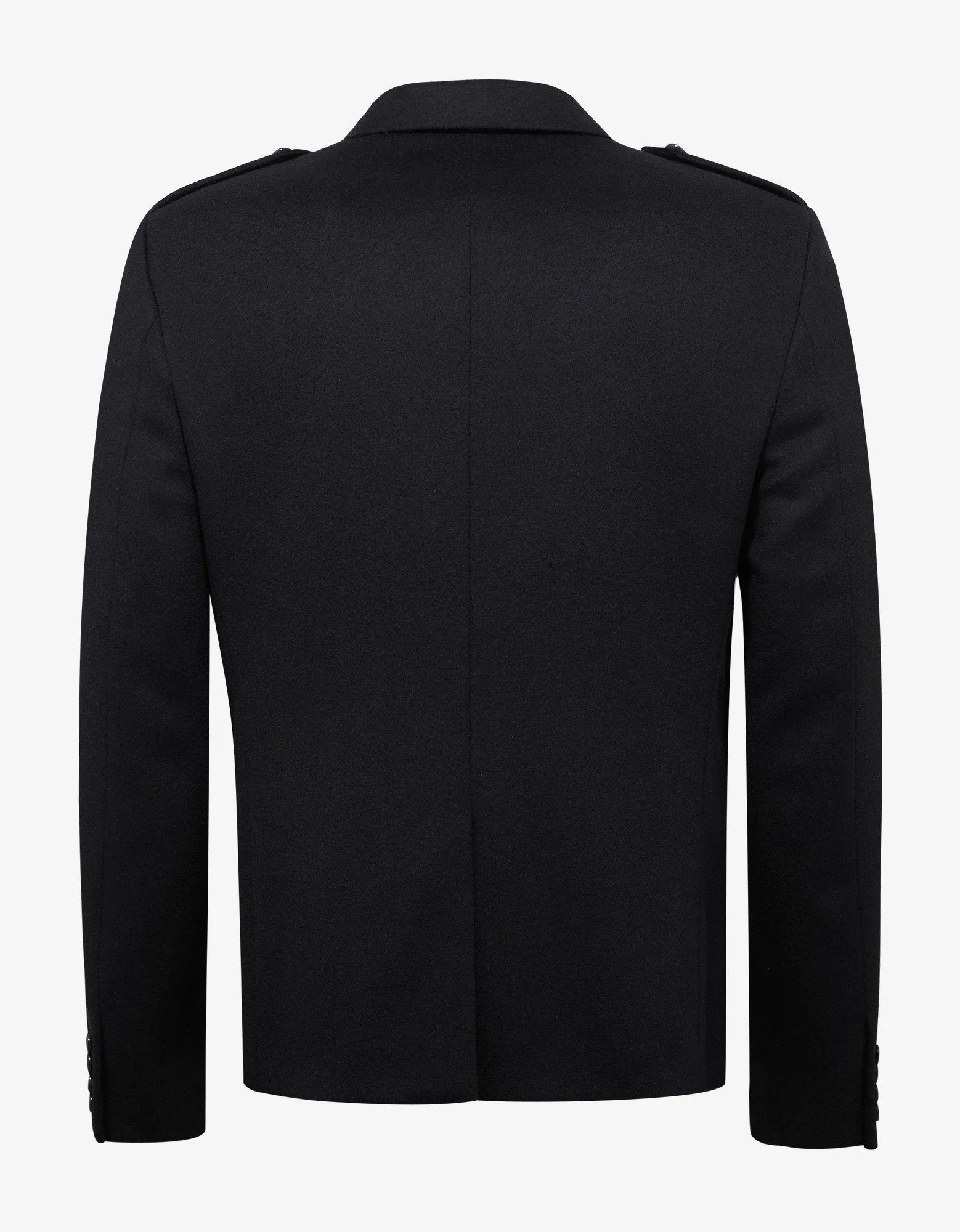 Black Military Double-Breasted Wool Jacket