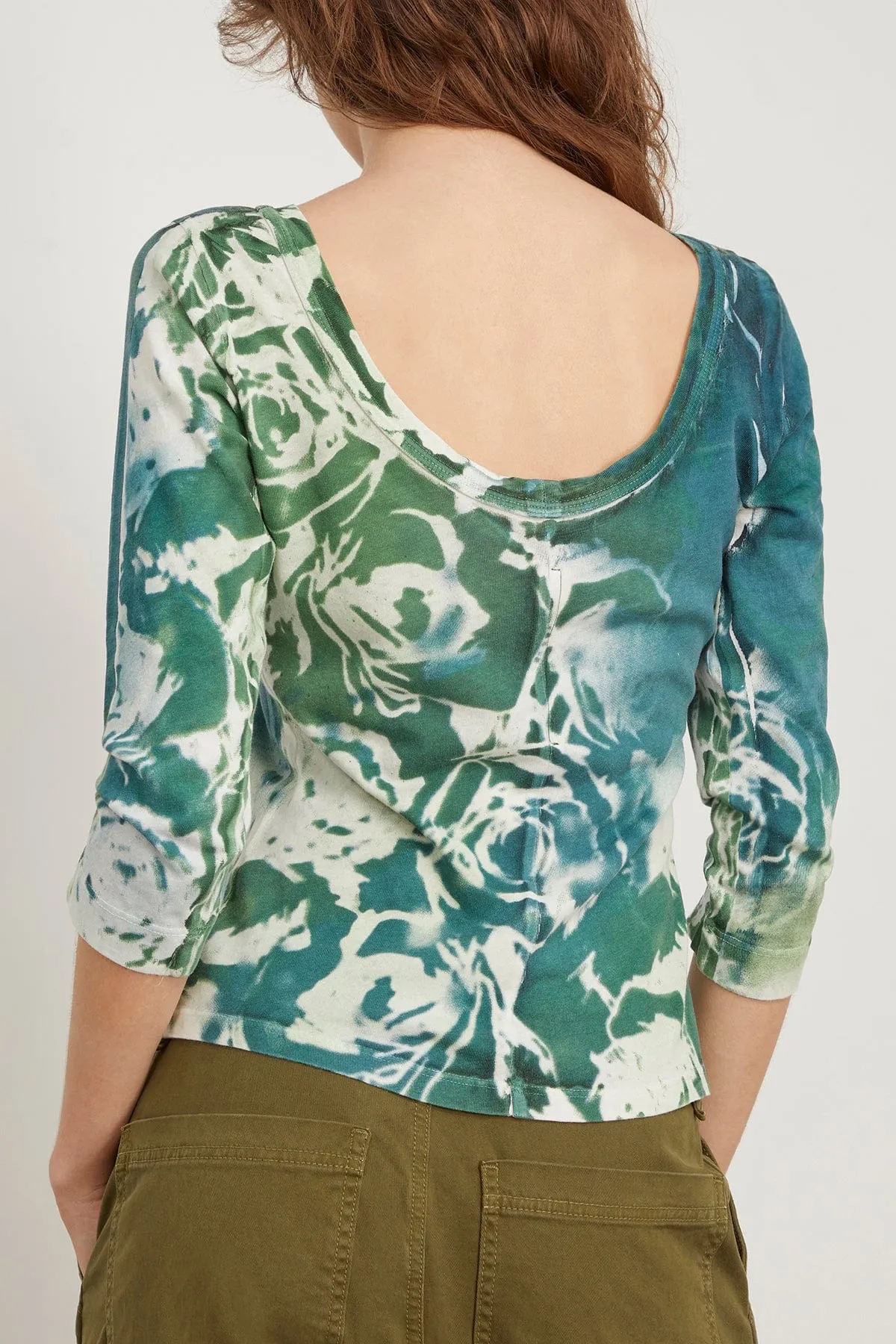 Bryony Top in Teal Army Rose