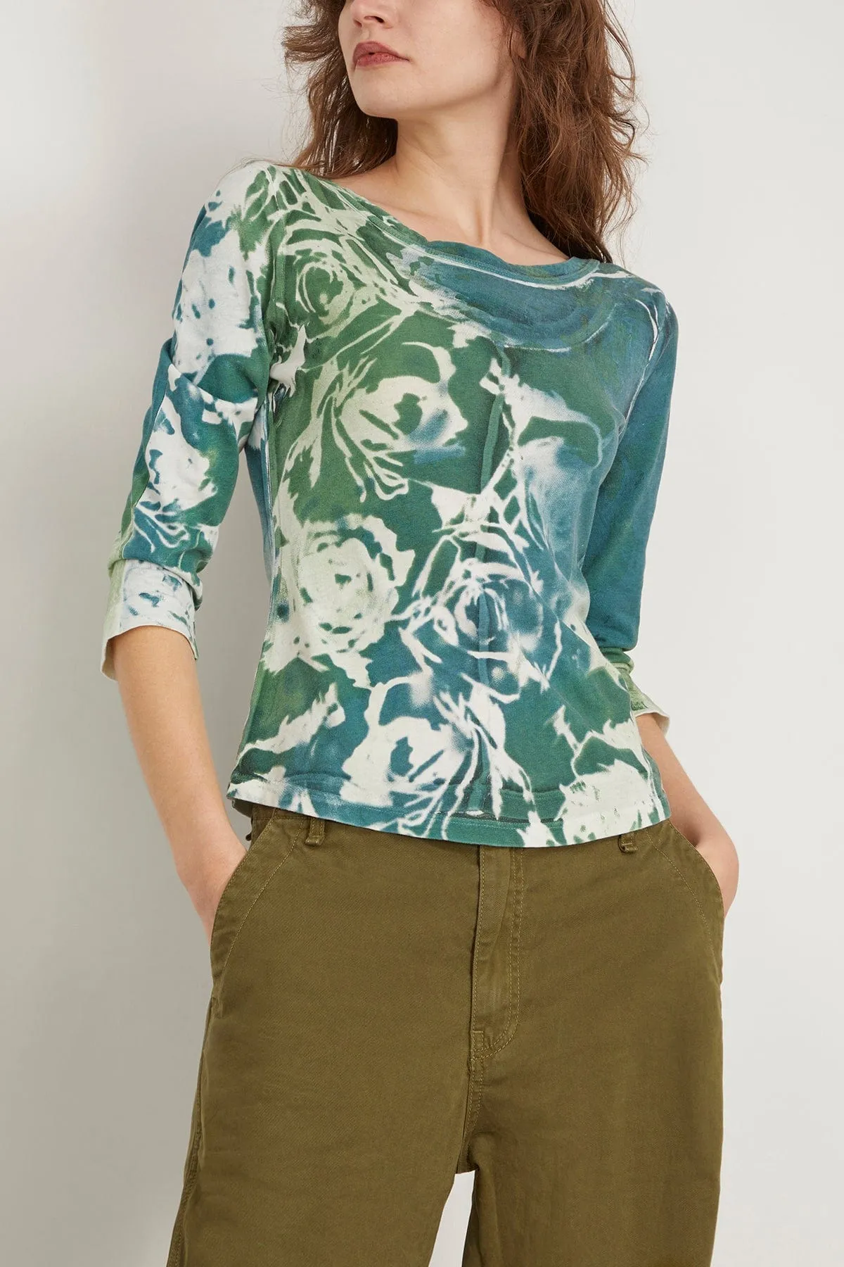 Bryony Top in Teal Army Rose