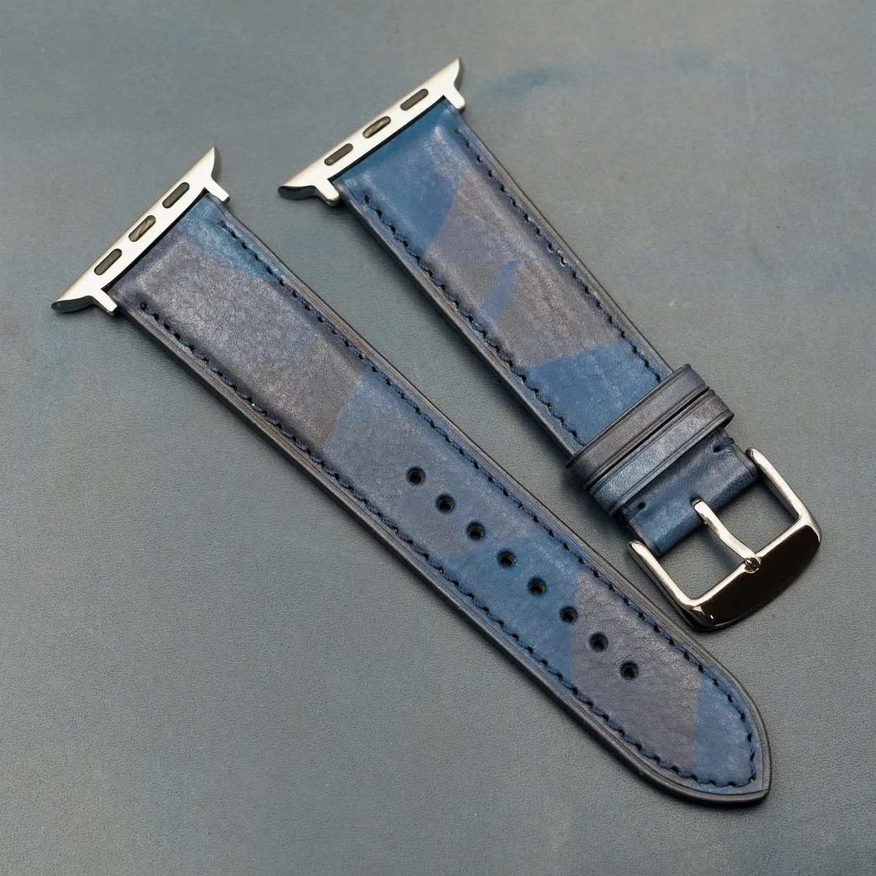 Classic LPA Camo Leather Strap in Blue Camo (Apple Watch)