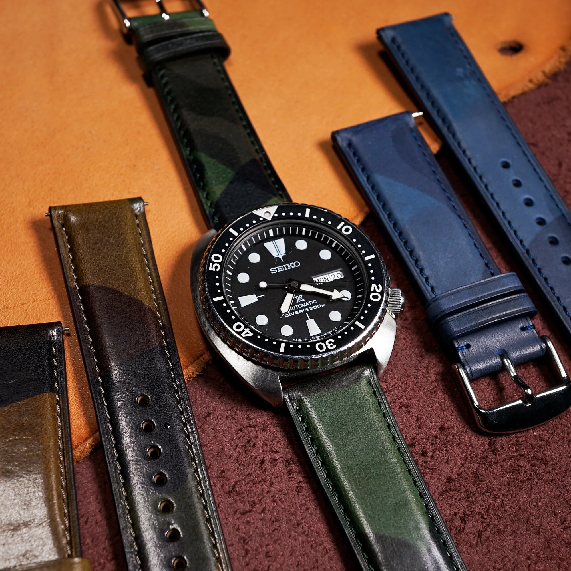 Classic LPA Camo Leather Strap in Green Camo