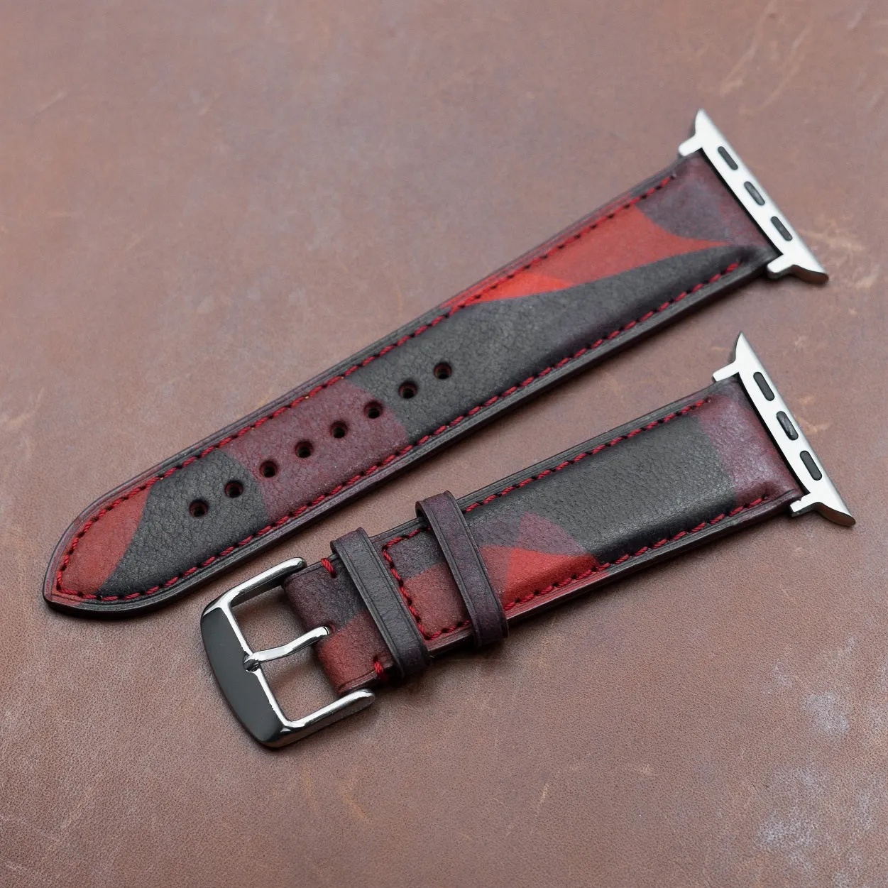 Classic LPA Camo Leather Strap in Red Camo (Apple Watch)