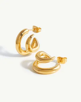 Claw Chunky Double Hoop Earrings | 18ct Gold Plated