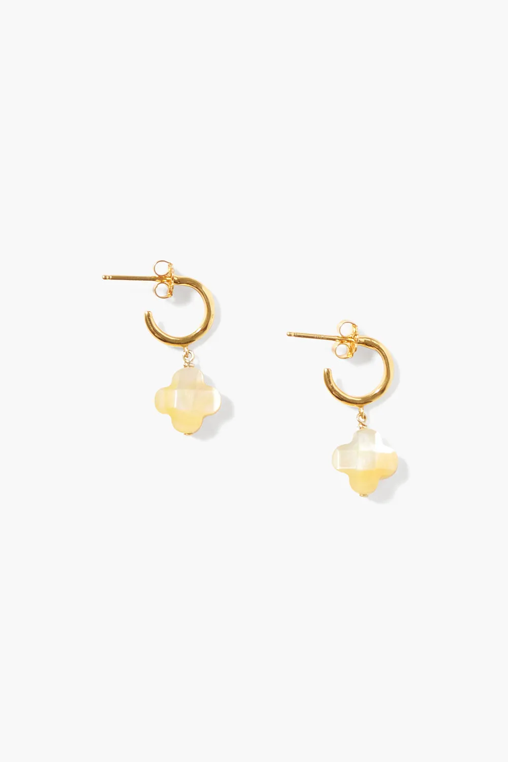 Clover Hoop Earrings Yellow MOP