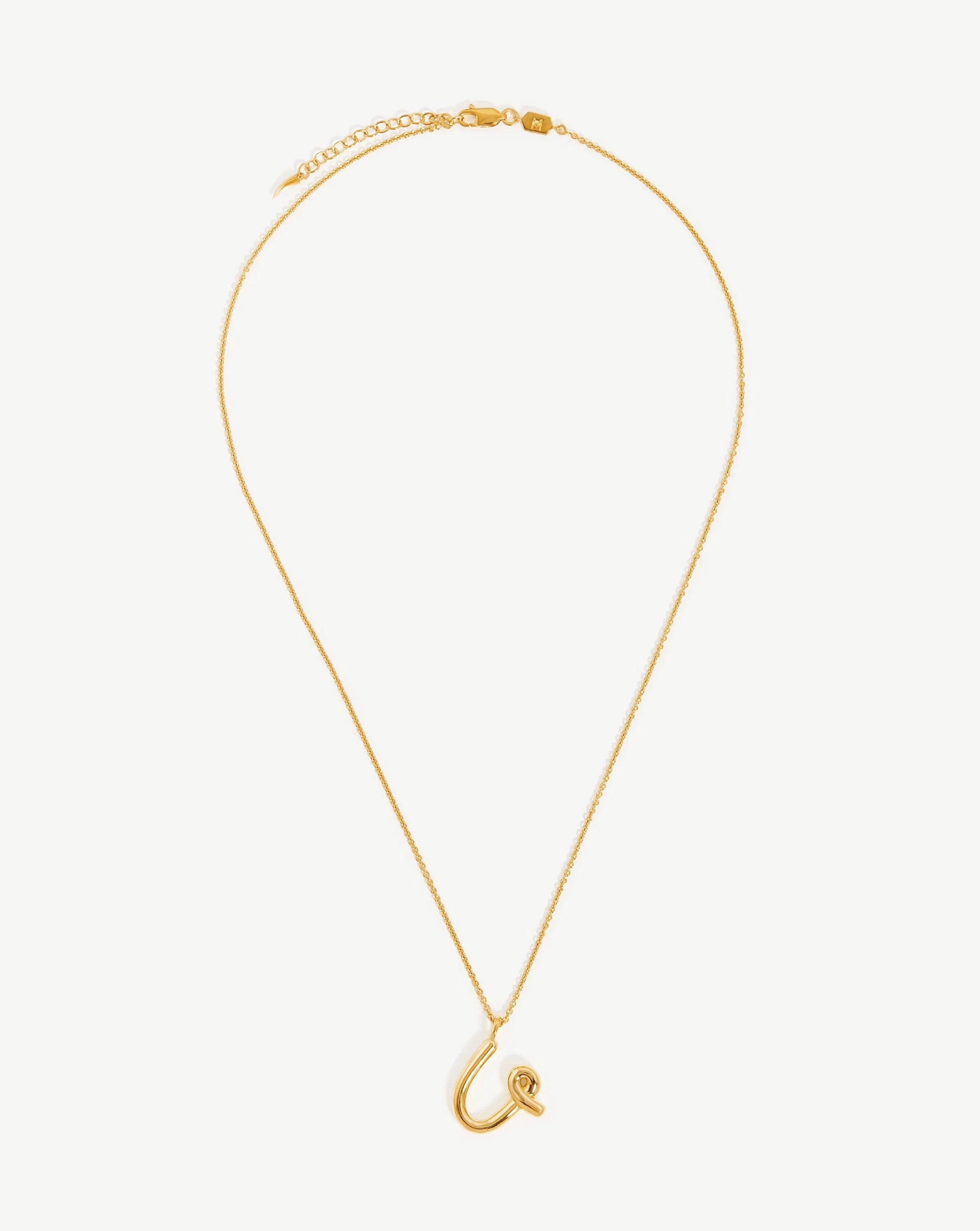 Curly Molten Initial Pendant Necklace - Initial U | 18ct Gold Plated Vermeil