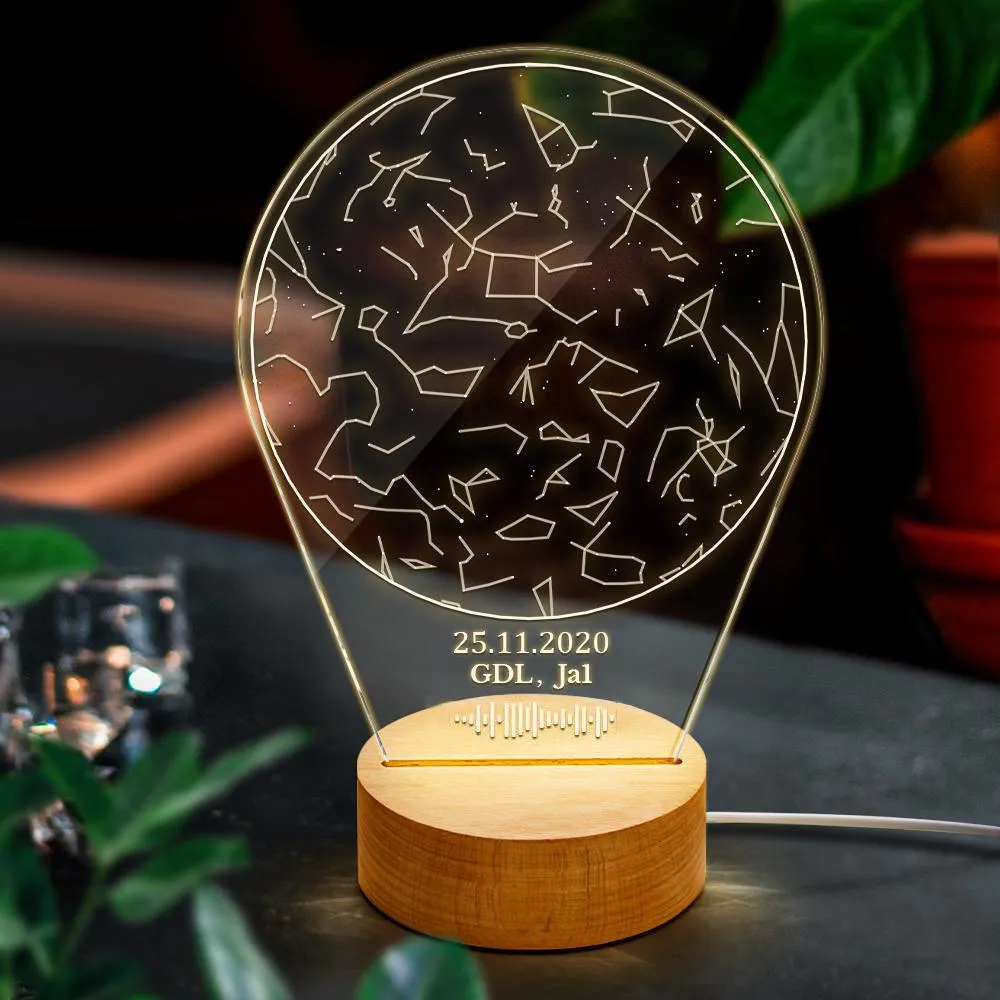 Custom Scannable Code Acrylic Night Lamp Constellation Map Night Light