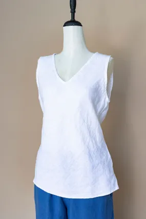 Cut Loose - Linen V-neck Tank - White