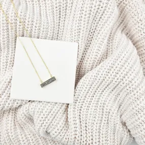 Dainty Silver Druzy Bar Gold Necklace