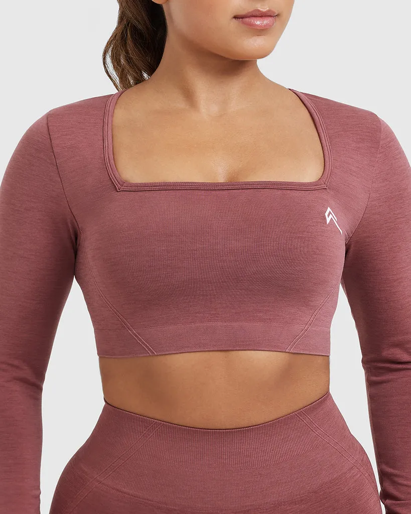 Effortless Square Neck Crop Long Sleeve Top | Berry