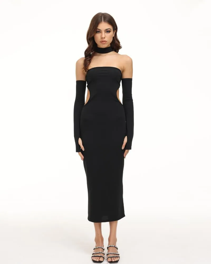 Eventide Horizon Tube Halter Dress with Gloves