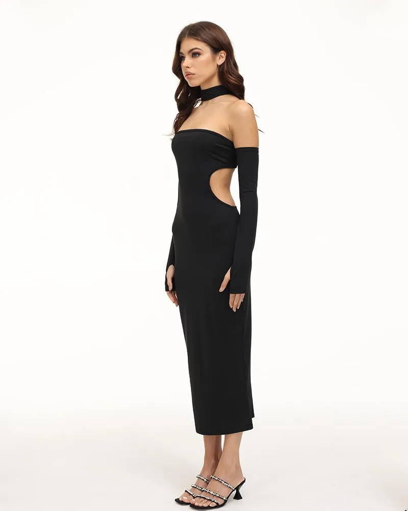 Eventide Horizon Tube Halter Dress with Gloves