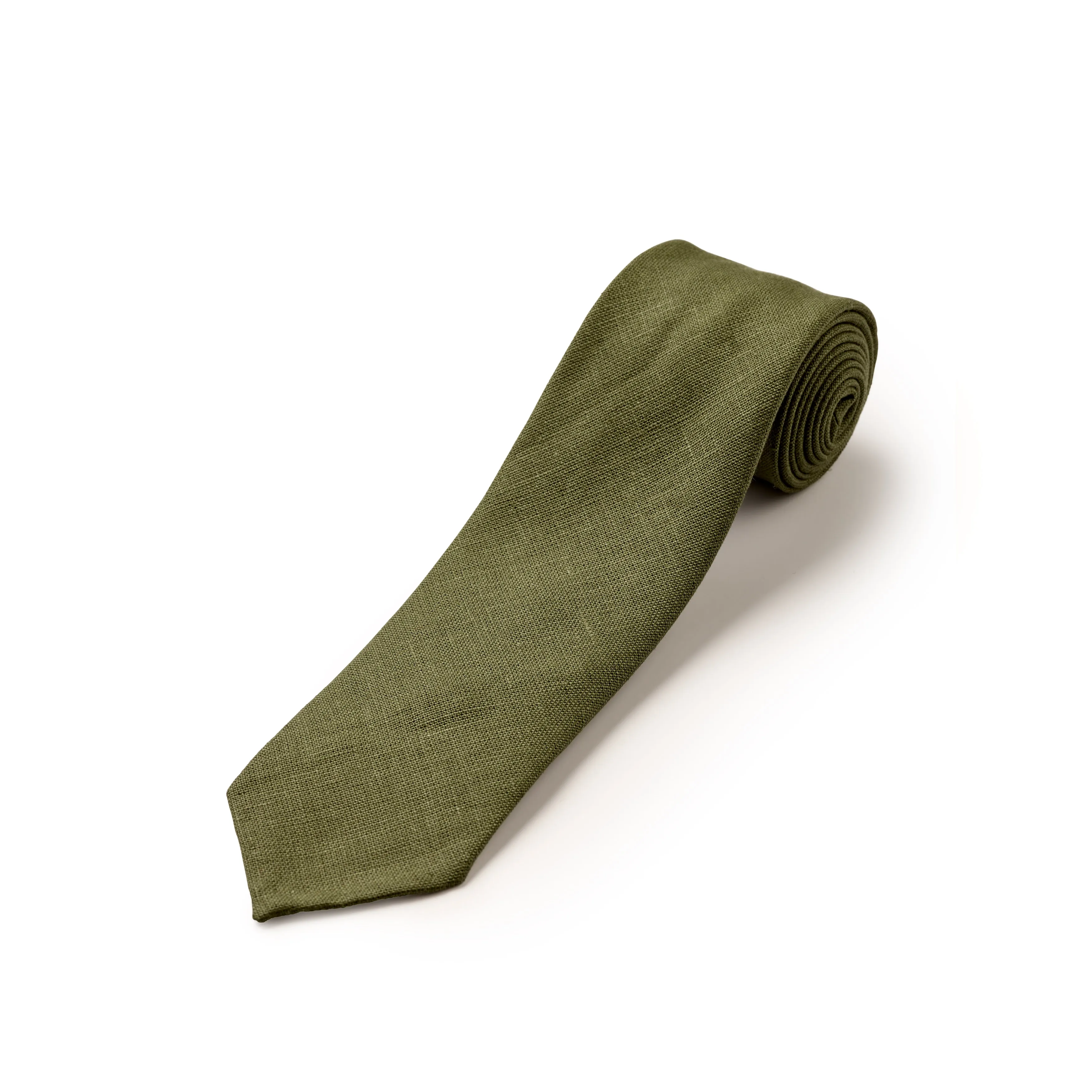 Fox 4 Fold Green Linen Tie