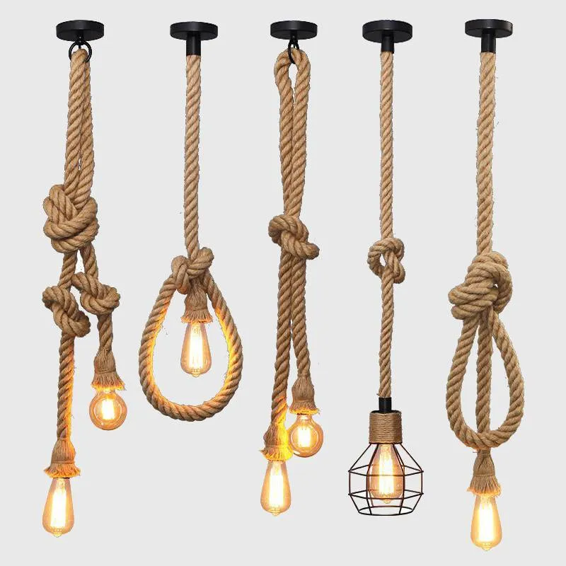 Hemp Rope Hanging Lights Holder