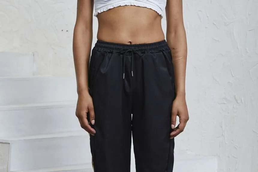 High Waist Side Lace-Up Straight-Fit Sweatpants ZJ8