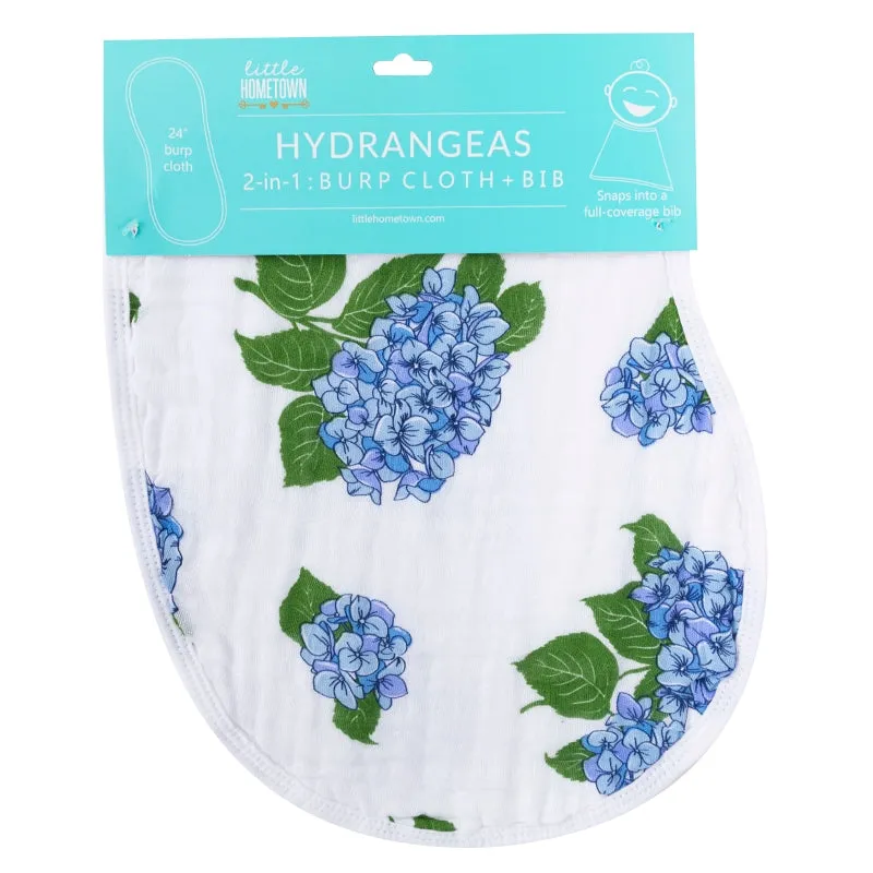 Hydrangeas Burp/Bib Combo