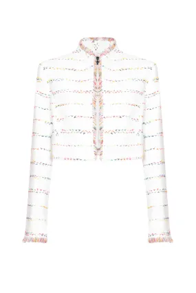 Ivory/Multi Tweed Short Jacket - Hermione