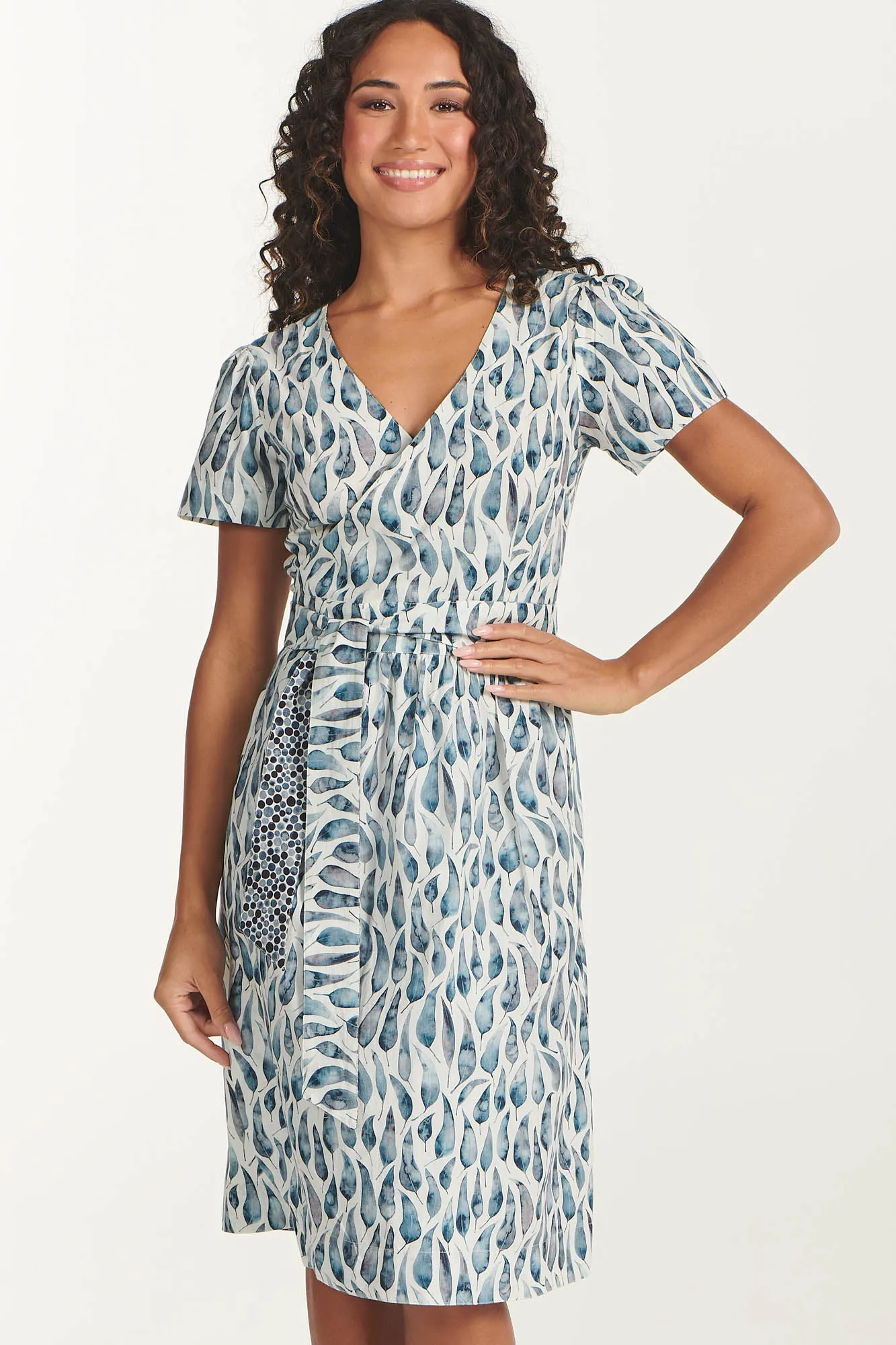 Jones Wrap Dress Gum Leaves