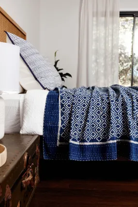 Kantha Quilt Indigo Diamonds