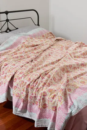 Kantha Quilt Pink Vine