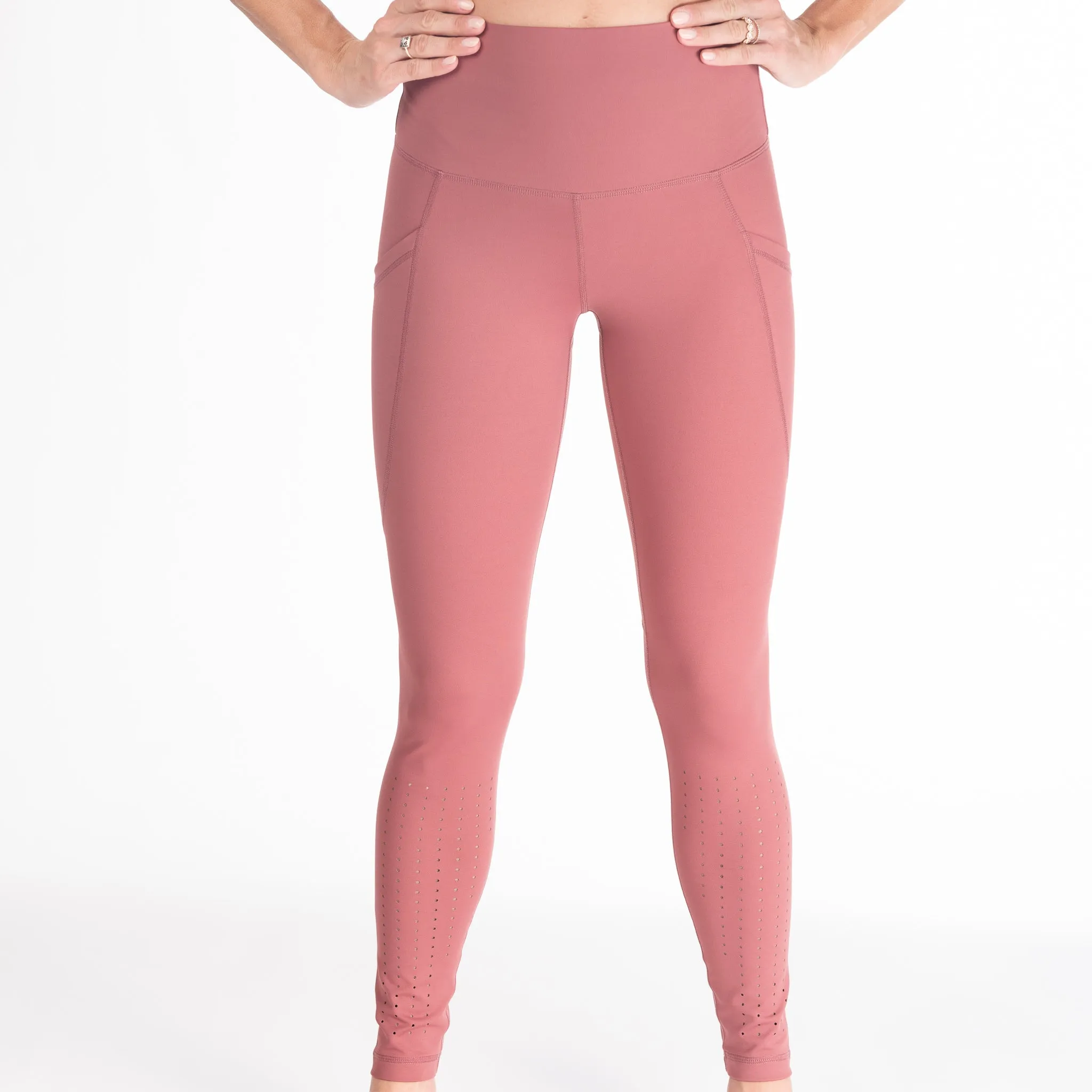 Laser Cut Tummy Control Postpartum Legging (Dusty Rose)