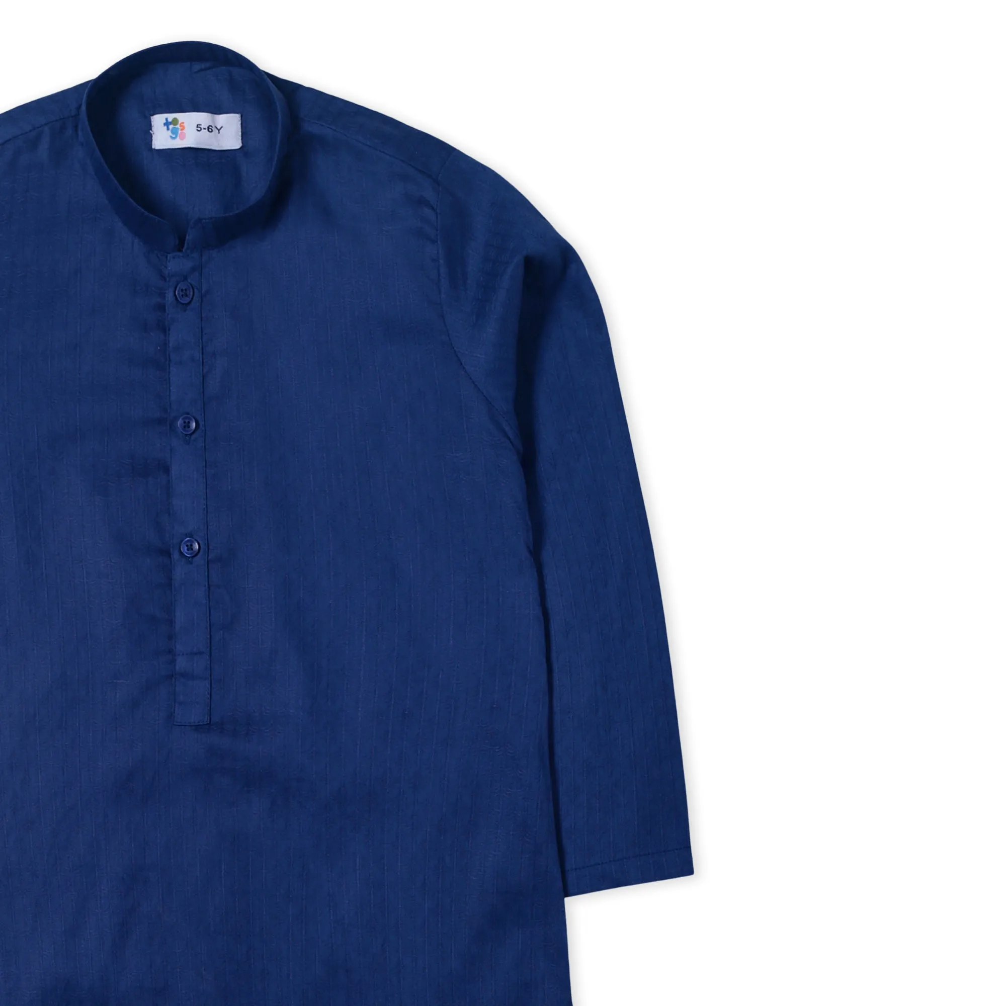 Navy Bnad Collar Kurta