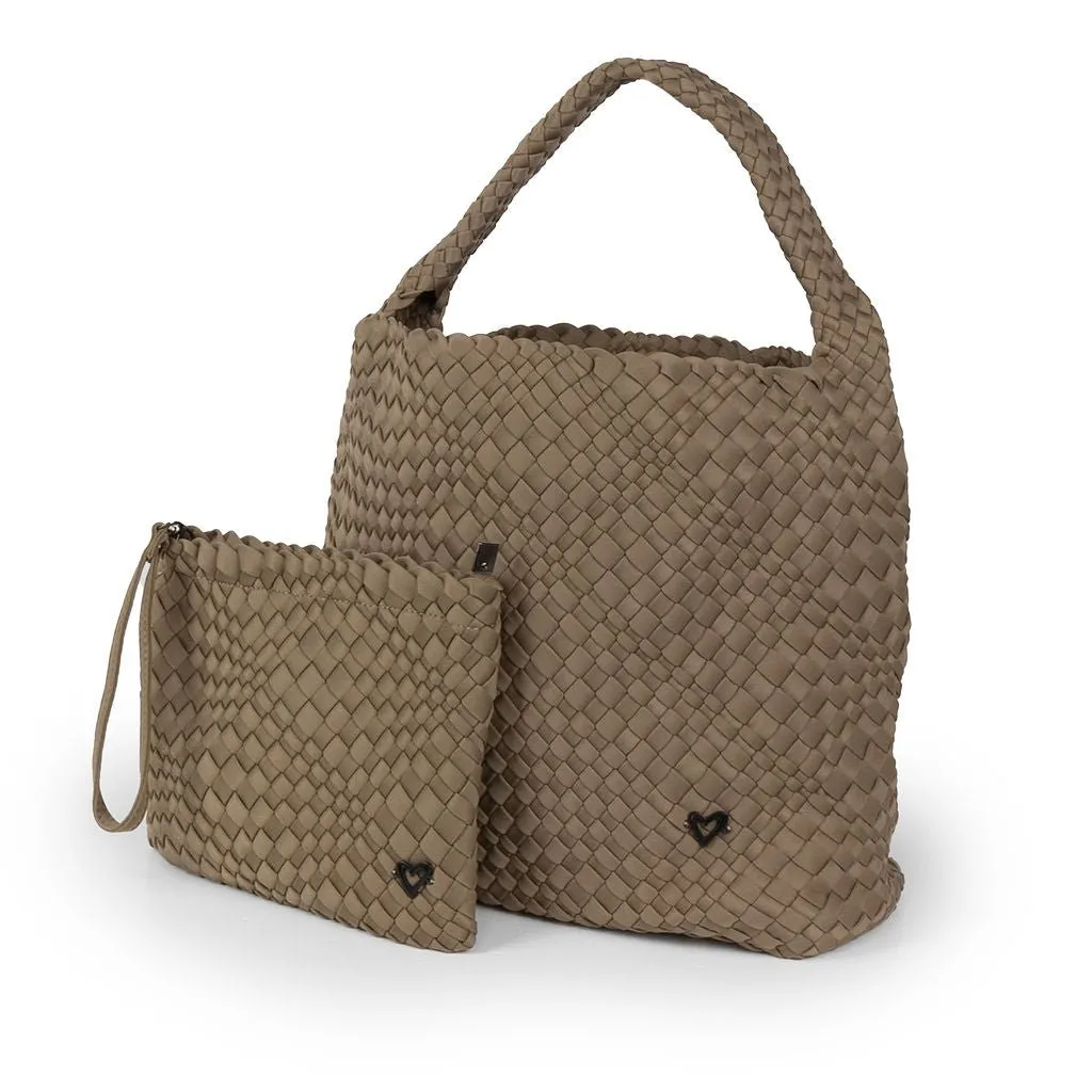 NEW: Langford Woven Hobo Tote - Buff