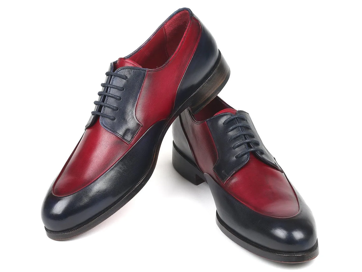 Paul Parkman Men's Bordeaux & Navy Derby Shoes (ID#993-BDNV)