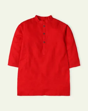 Red Jacquard Kurta