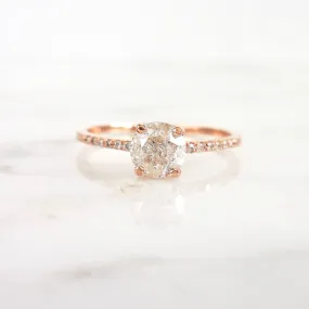 Salt and Pepper Diamond Engagement Ring - Rose Gold Diamond Engagement Ring - Grey Diamond Ring