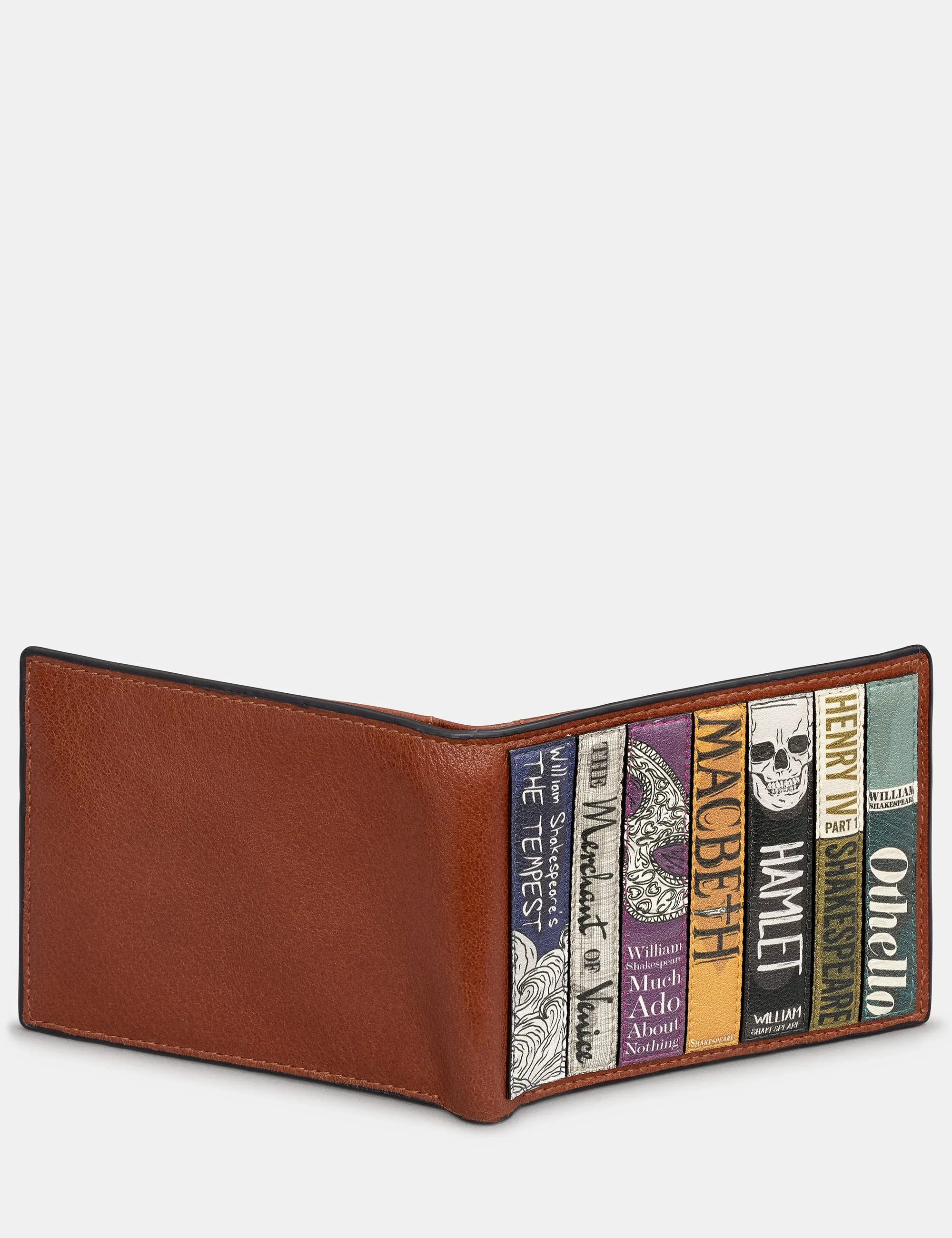 Shakespeare Bookworm Brown Leather Wallet