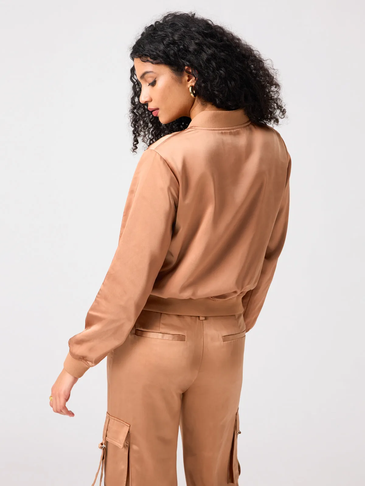 Silky Utility Bomber Jacket Mocha Mousse