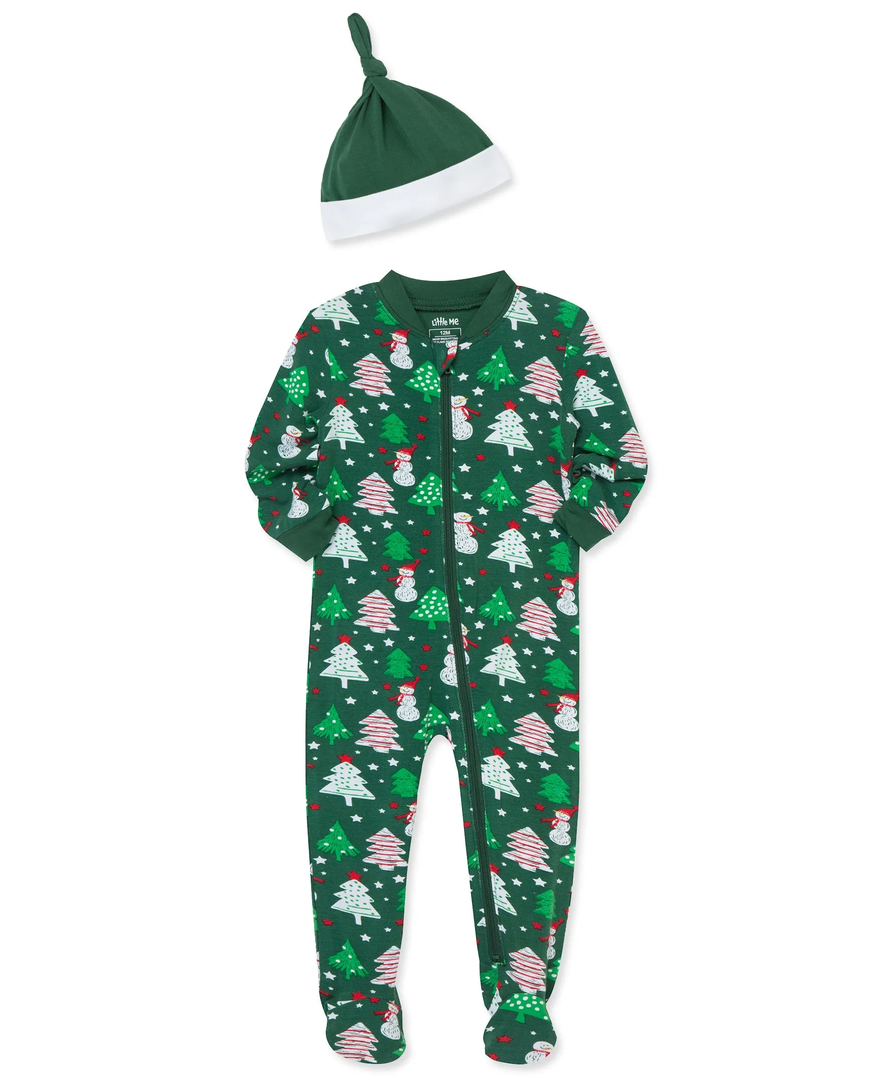 Snowman Bamboo Zip Front Footie & Hat (12M-24M)